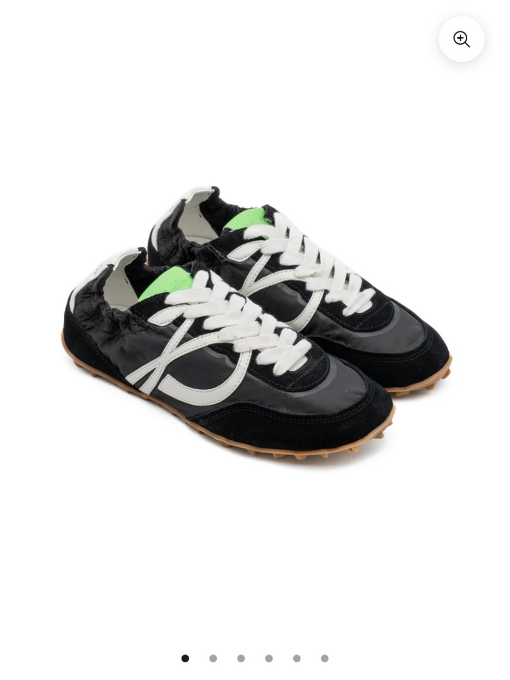 Paloma Barceló Black and White Sneakers with Green Tongue Accent